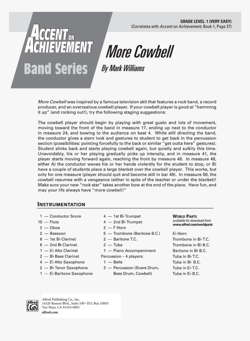 More Cowbell Thumbnail More Cowbell Thumbnail More - Might Of Hercules Bells Sheet Music, HD Png Download, Free Download