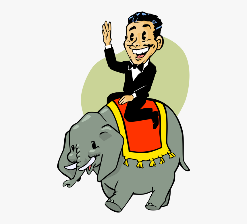 Vector Illustration Of Big Top Circus Performer Rides - Cartoon Circus Elephant Clipart, HD Png Download, Free Download