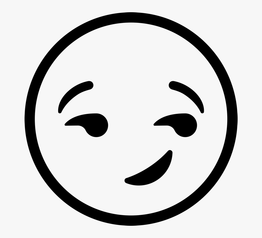 Smirking Face Emoji Rubber Stamp - Black And White Emoji Faces Clipart, HD Png Download, Free Download