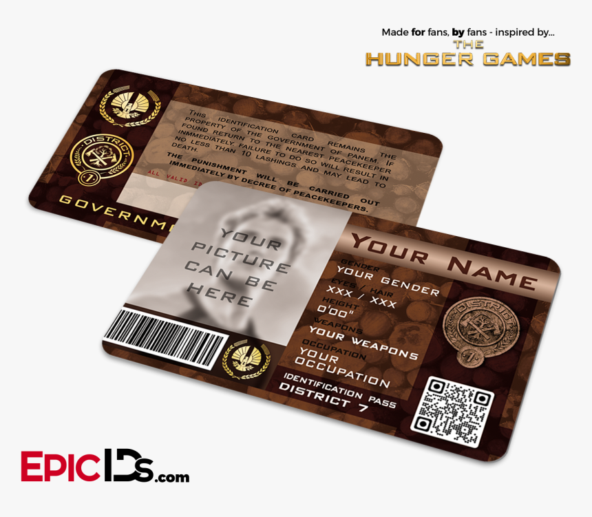The Hunger Games Inspired Panem District 7 Identification - Stranger Things School Supplies, HD Png Download, Free Download