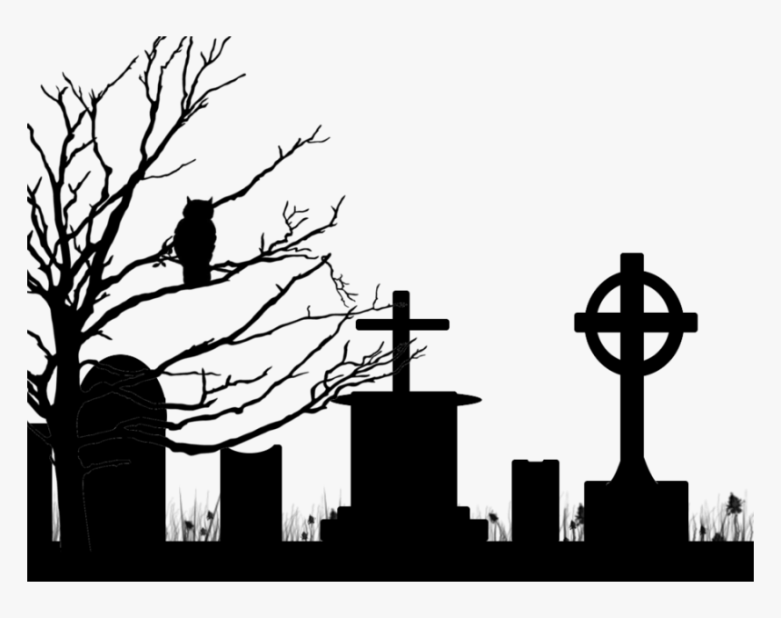 Graveyard Silhouette Png - Halloween Graveyard Clipart, Transparent Png, Free Download