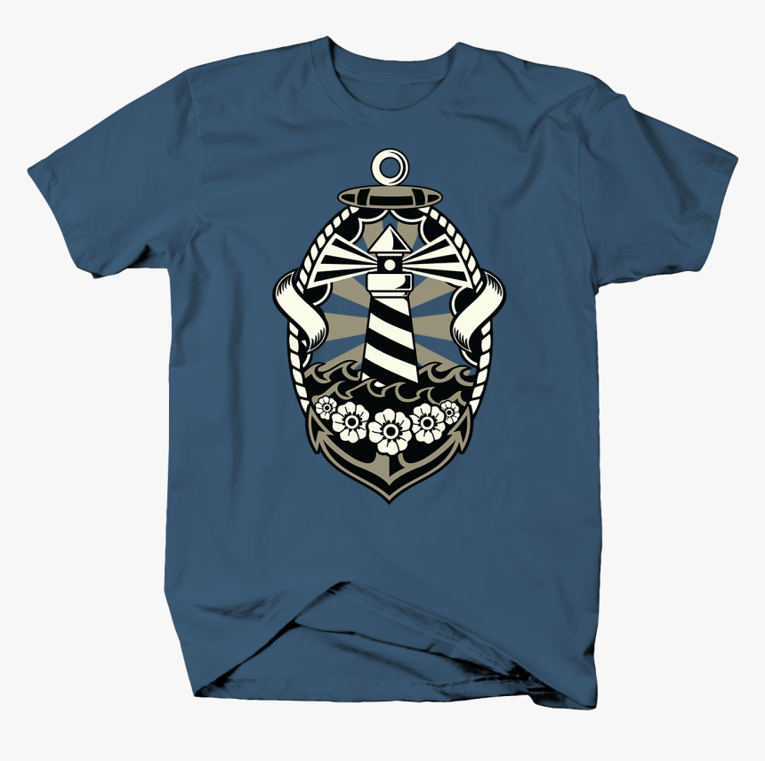 Lighthouse Inside Rope Frame Anchors And Nautical Theme - T-shirt, HD Png Download, Free Download
