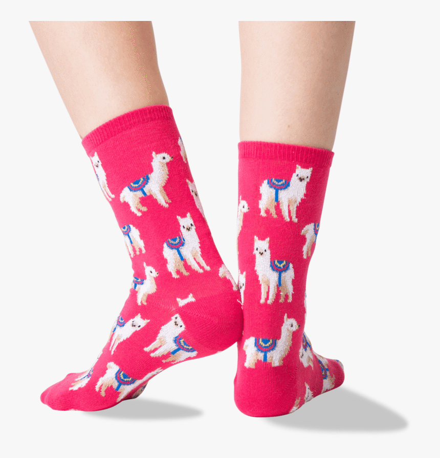 Women"s Llamas Crew Socks In Hot Pink Front"
 Class="slick - Sock, HD Png Download, Free Download