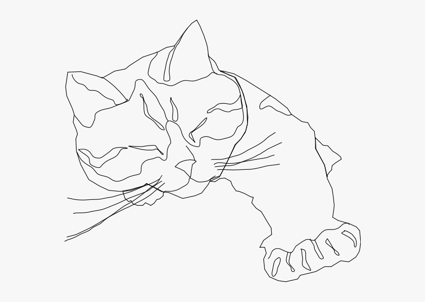 Sleepy Calico Cat Png Clip Arts - Calico Cat Line Drawing, Transparent Png, Free Download