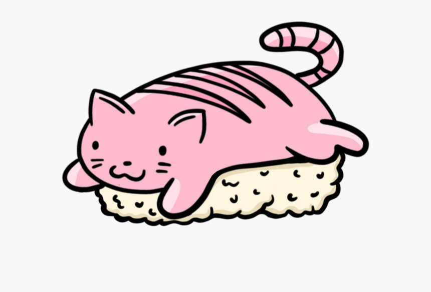 Sashimi Cat Cat Drawing Pink Casual Doodle Illustration - Sashimi Cat, HD Png Download, Free Download