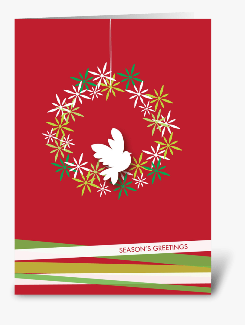 Peaceful Dove On A Wreath Greeting Card - Christmas Card, HD Png Download, Free Download