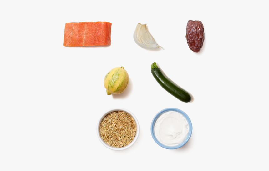 Seared Salmon & Lemon Labneh With Freekeh, Zucchini, - Salami, HD Png Download, Free Download