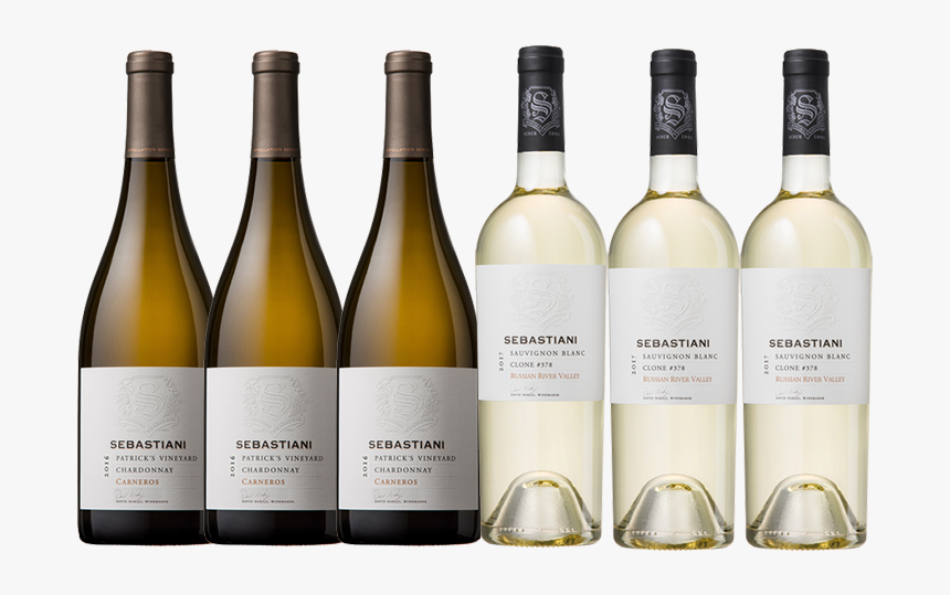 Six Bottles Of Sebastiani White Wines - Glass Bottle, HD Png Download, Free Download