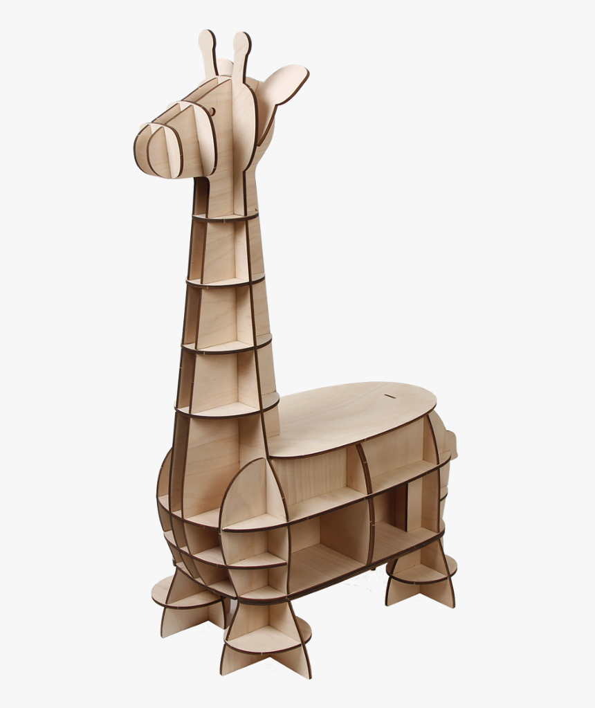 Leading Edge 3d Wooden Light Brown Baby Giraffe Chair - Giraffe, HD Png Download, Free Download