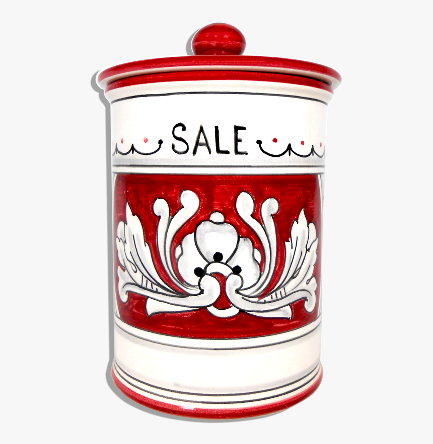 Italian Hand-painted Pottery Jar Of Salt With Decoration - Illustration, HD Png Download, Free Download