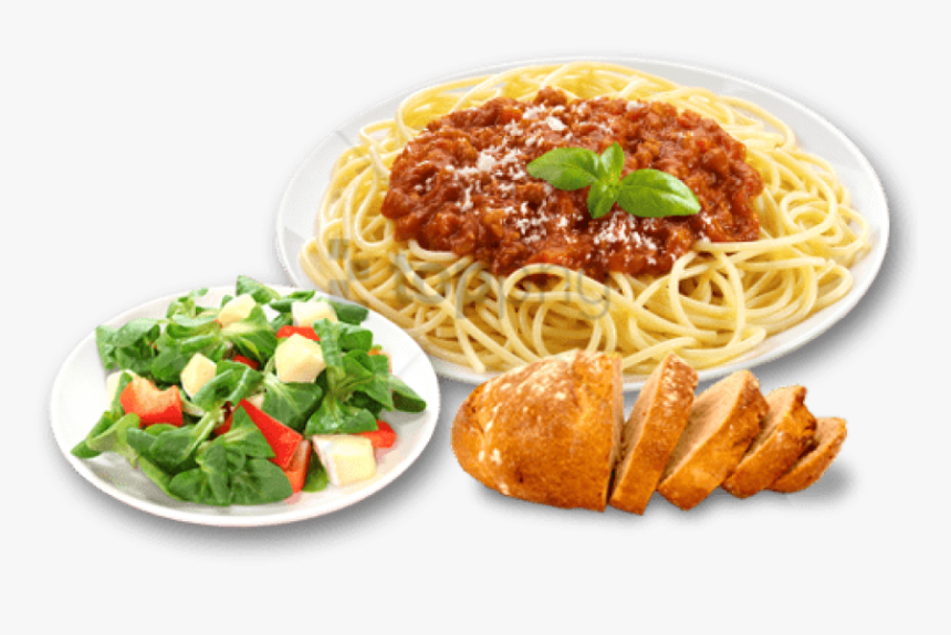 Plate Of Spaghetti Png - Spaghetti With Side Salad, Transparent Png, Free Download