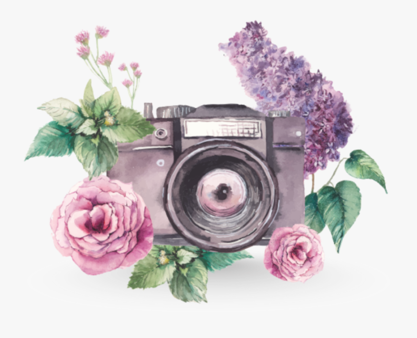 #ftestickers #watercolor #camera #flowers - Camera Flower Painting, HD Png Download, Free Download