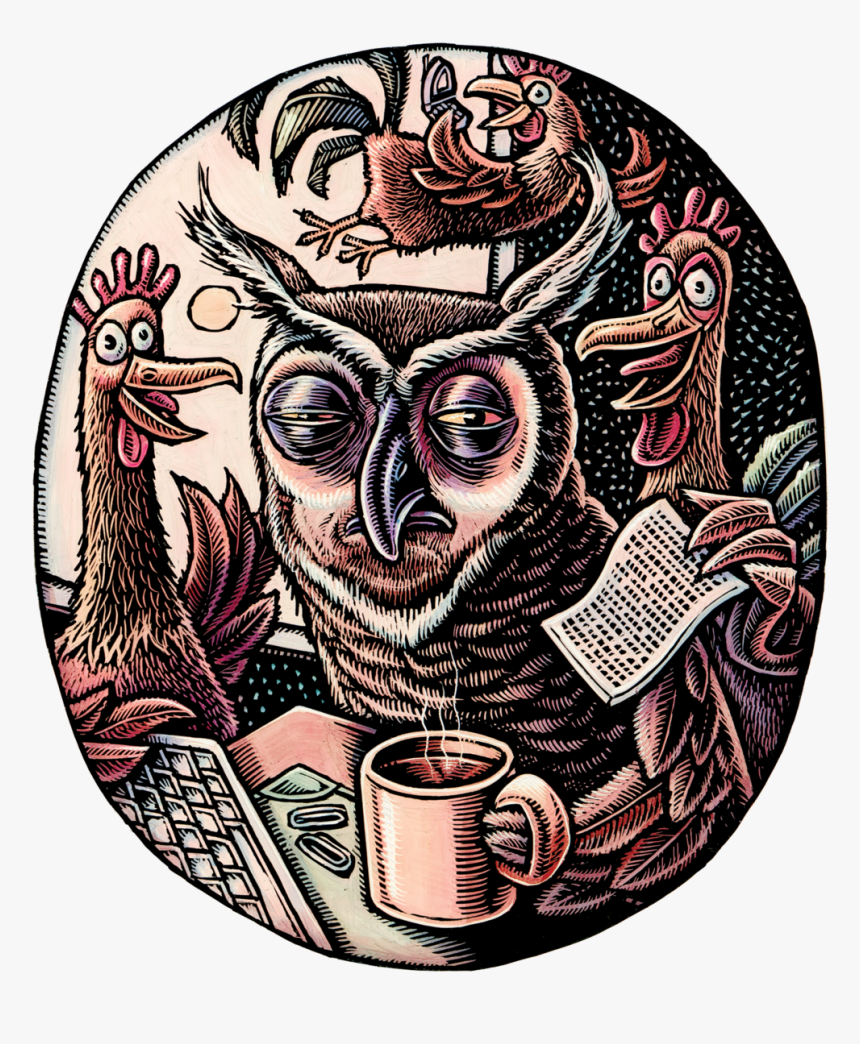 Owl - Office - Worker - Scratchboard, HD Png Download, Free Download