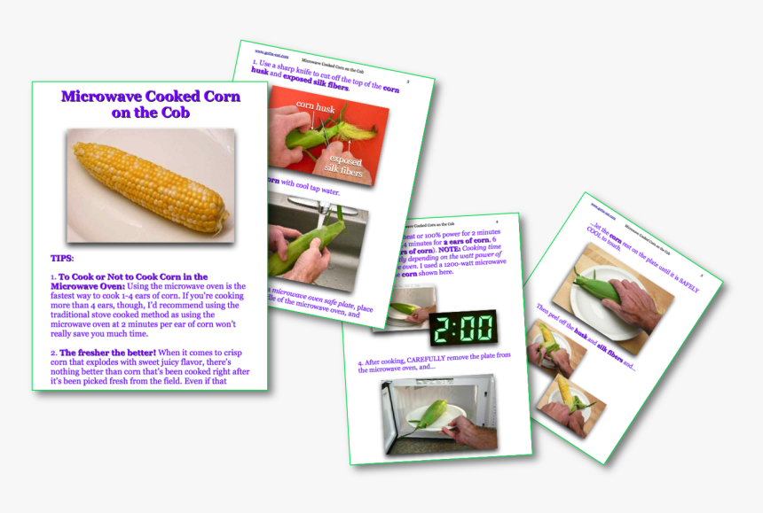 Microwave Cooked Corn On The Cob Picture Book Recipe - Corn On The Cob, HD Png Download, Free Download