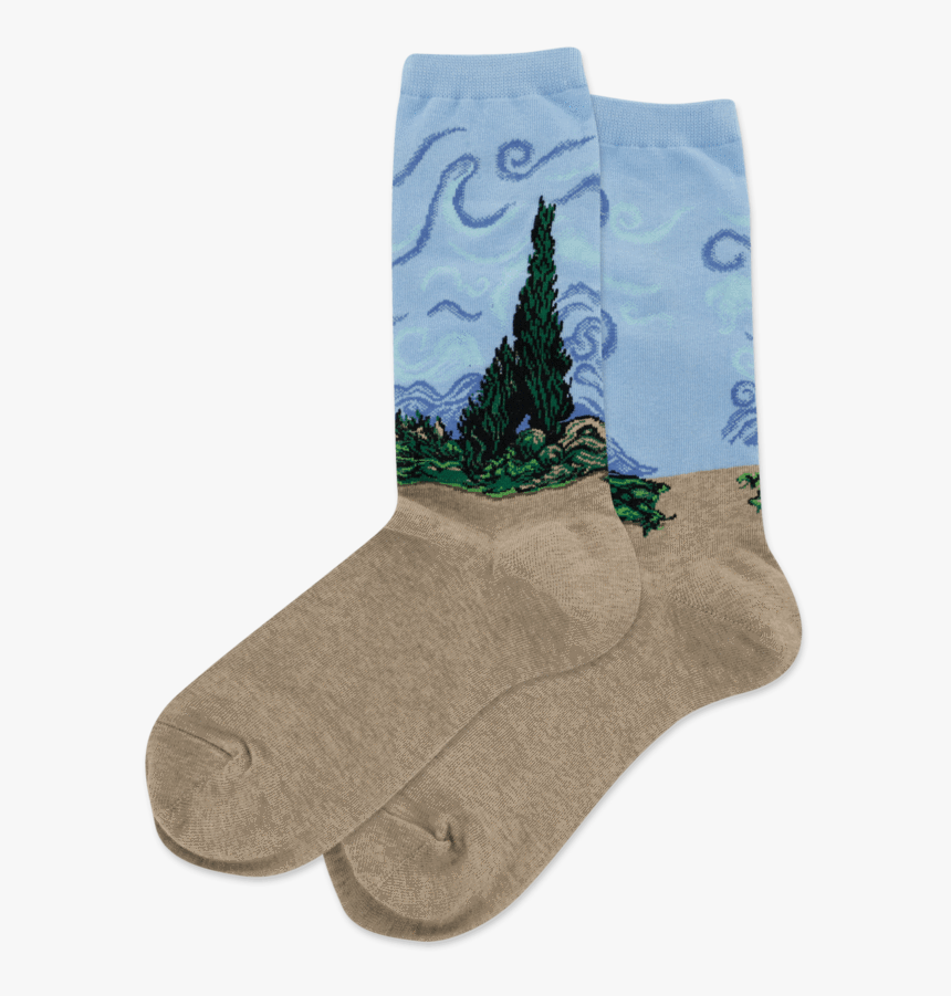 Women’s Van Gogh’s Wheat Field With Cypresses Crew - Sock, HD Png Download, Free Download