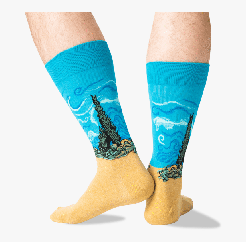 Men"s Van Gogh"s Wheat Field With Cypresses Socks In - Sock, HD Png Download, Free Download