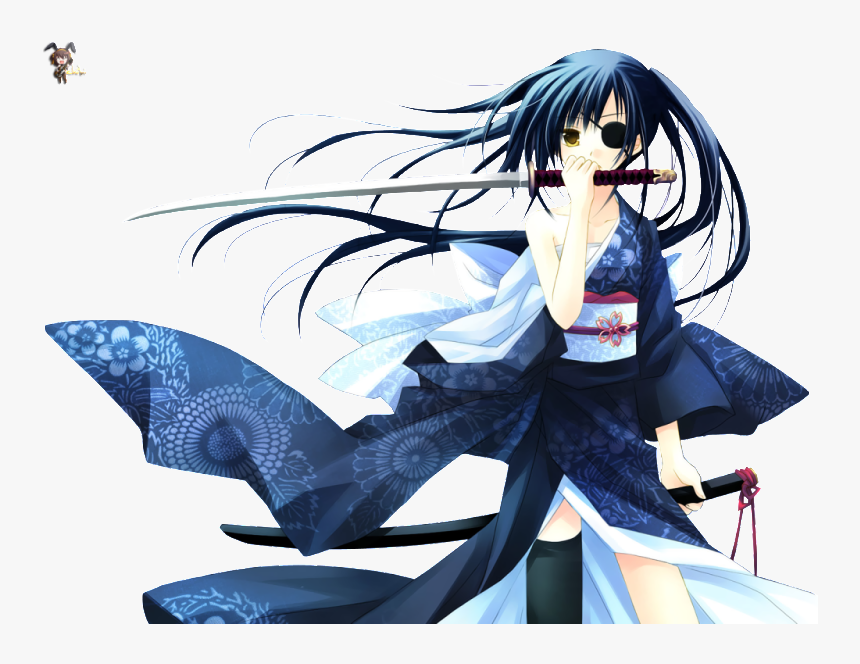 Transparent Anime Girl Sitting Png - Anime Girl Holding Sword, Png Download, Free Download