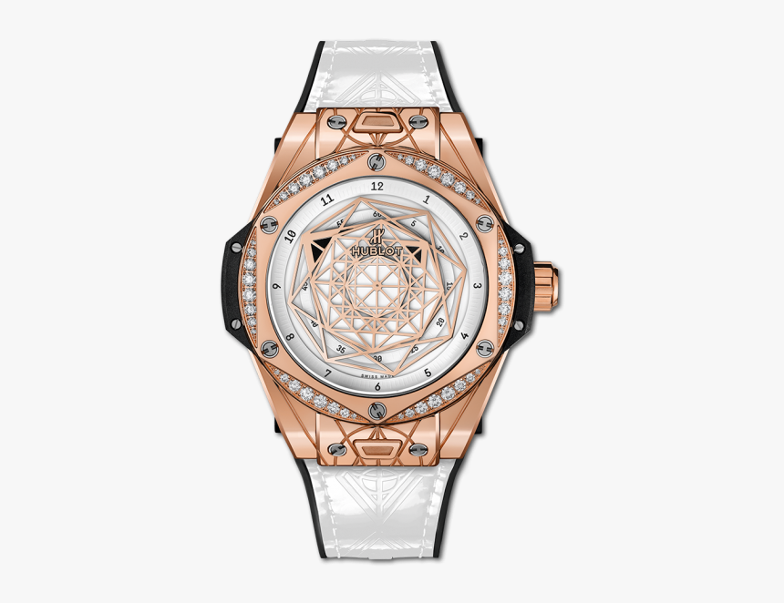 Big Bang One Click Sang Bleu King Gold White Diamonds - Hublot Big Bang Full Diamond, HD Png Download, Free Download