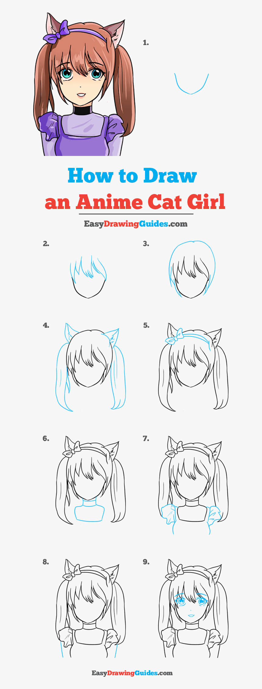 How To Draw Anime Cat Girl - Sketch, HD Png Download, Free Download