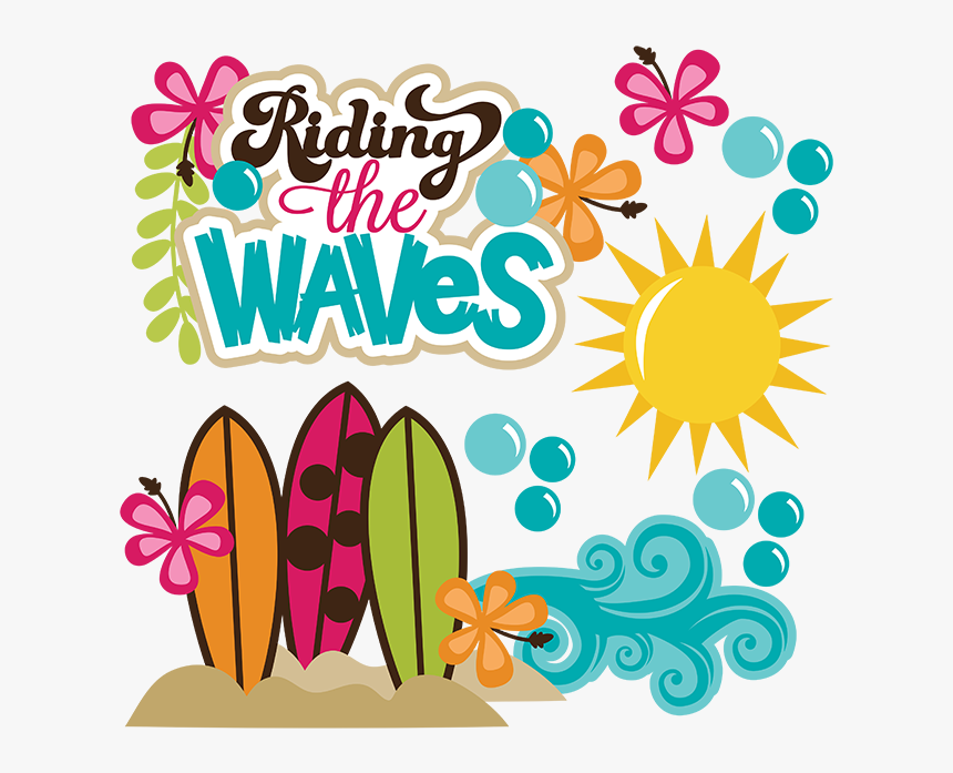 Surfboard Clipart Craft - Riding The Waves Cartoon, HD Png Download, Free Download