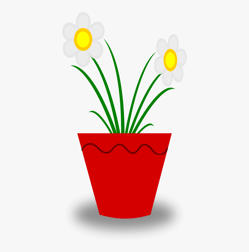 Pot Plant Clipart Red Flower - Flower Pot Clipart Png, Transparent Png - .....