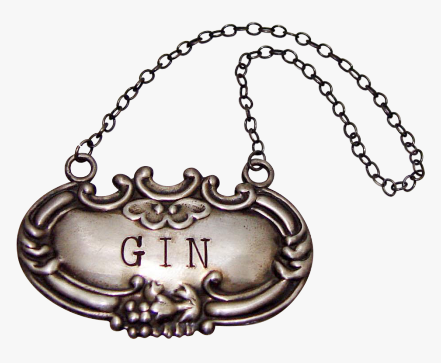 Sterling Silver Gin Liquor Tag Lable - Chain, HD Png Download, Free Download