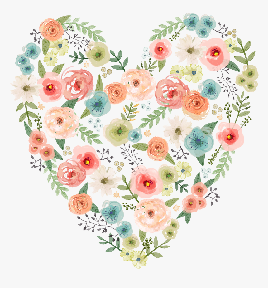 Transparent Floral Heart Png - Heart Shaped Flower Watercolor, Png Download, Free Download