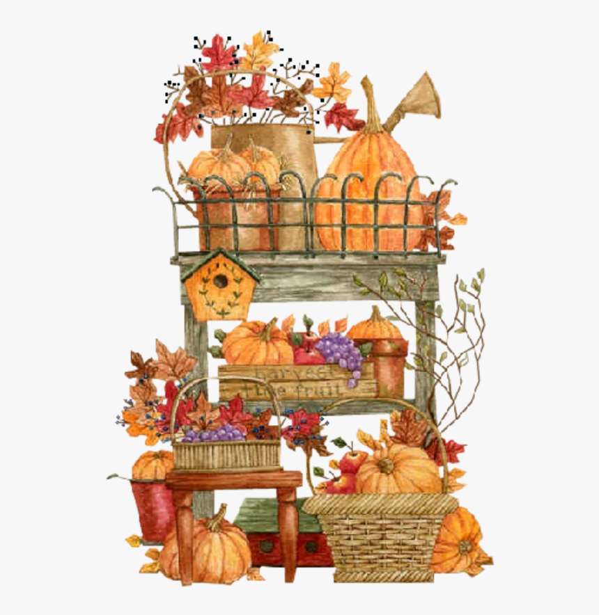 Fall Scene Clipart Hay Corn Stalk Pumpkin - Autumn, HD Png Download, Free Download