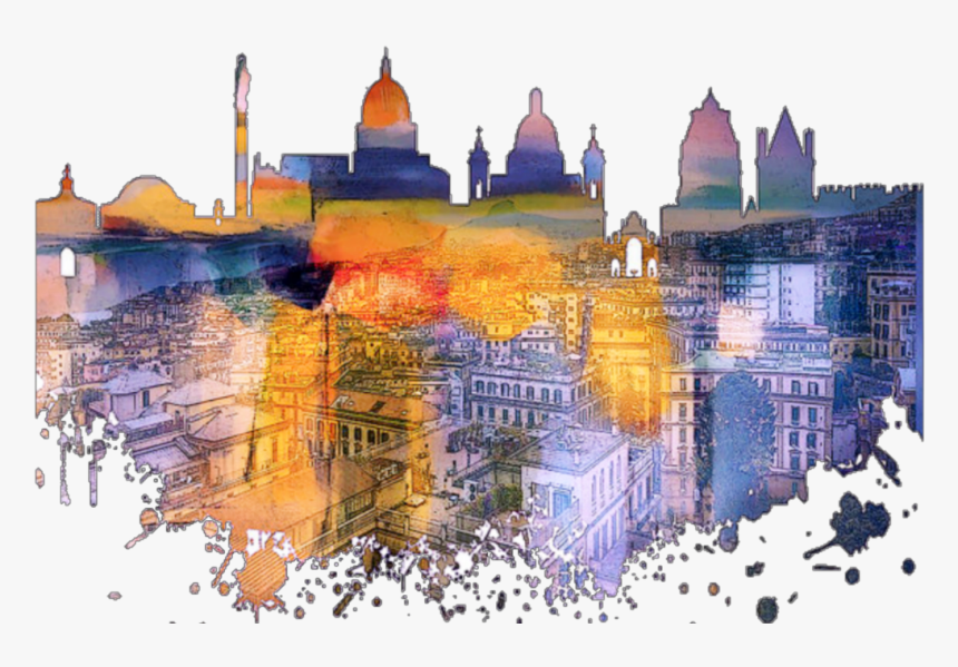 Ftestickers Illustration City Citylights Birmingham - Watercolor Painting, HD Png Download, Free Download