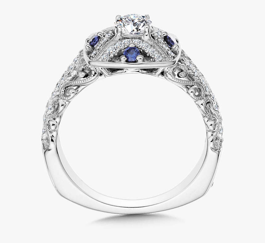 Valina Diamond And Blue Sapphire Halo Engagement Ring - Filigree Diamond Ring Setting, HD Png Download, Free Download