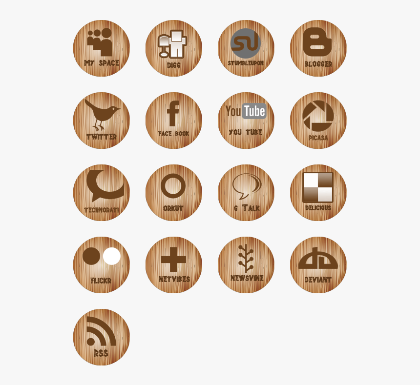 Wooden Social Media Icons Icon Pack By Kevin Subba - Wall Calendar Sheets Design, HD Png Download, Free Download