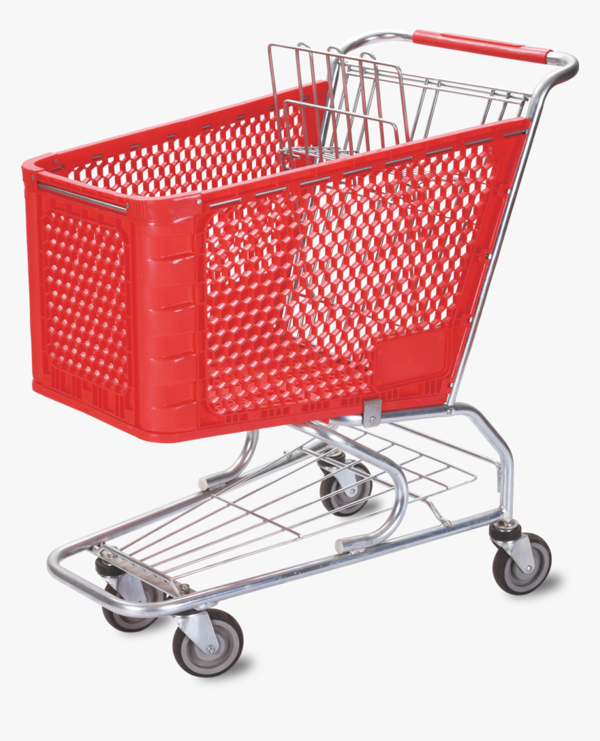 4 Wheel Plastic Trolley Shopping Carts For Supermarket - Shopping Cart, HD Png Download, Free Download