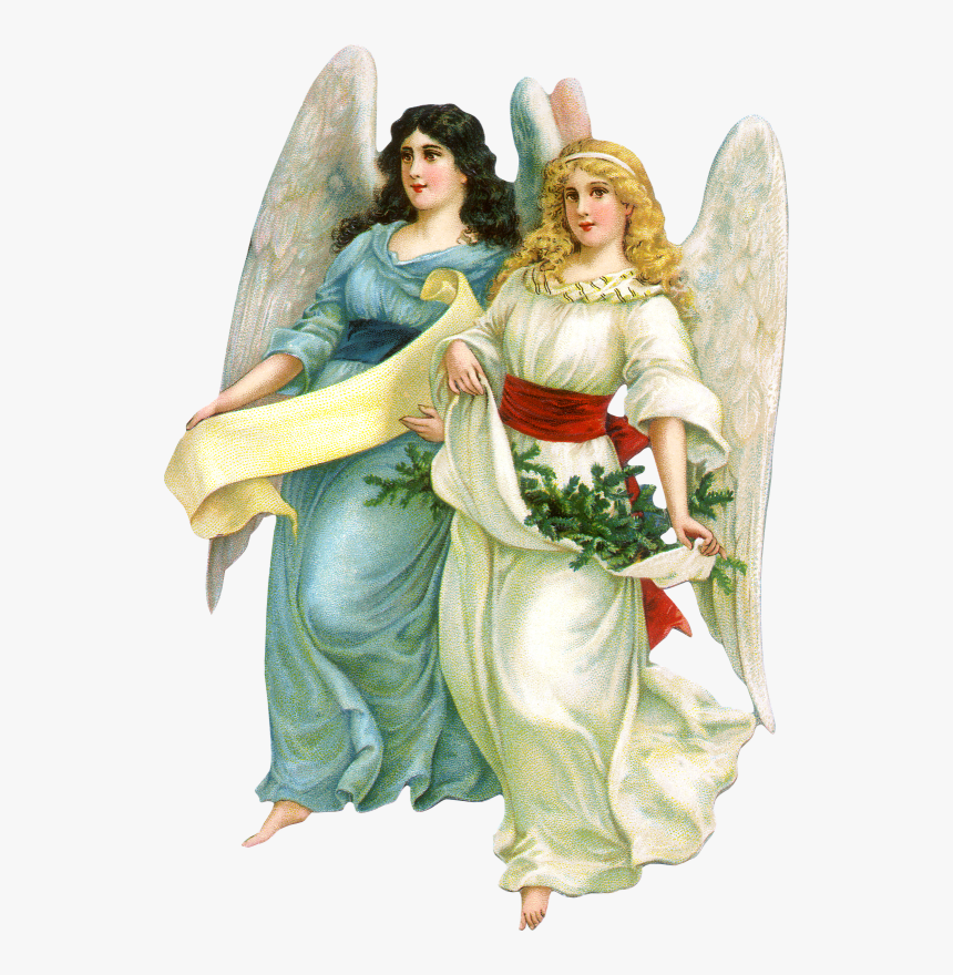 Christmas Vintage Illustration Angels, HD Png Download, Free Download