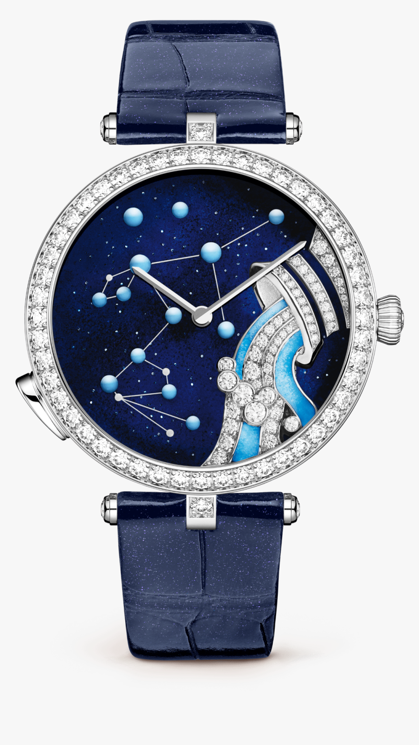 Lady Arpels Zodiac Lumineux Aquarius Watch,pearly Alligator, - Lady Arpels Watch Van Cleef, HD Png Download, Free Download