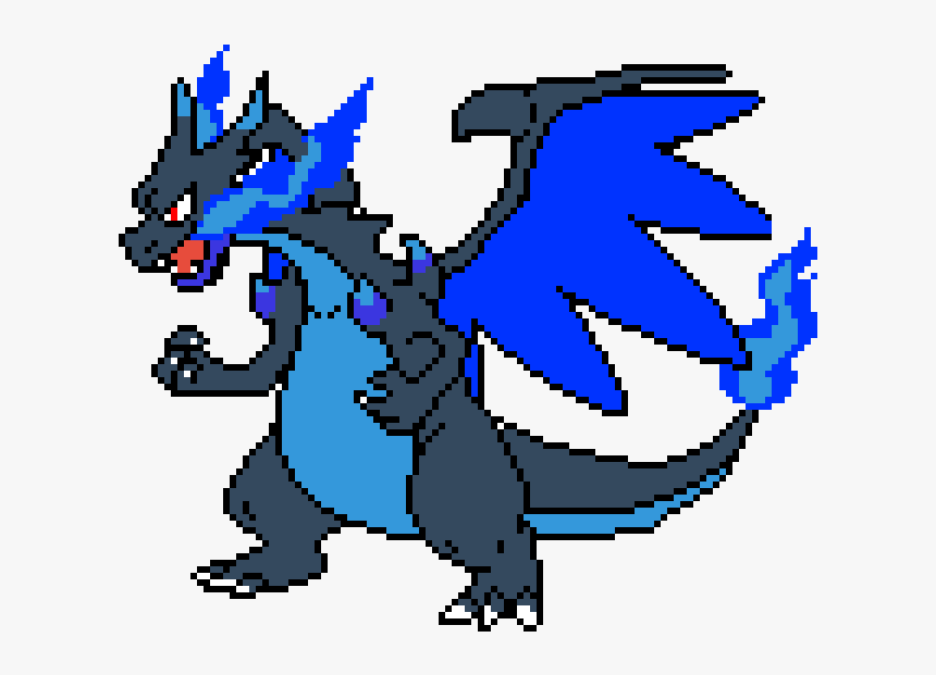 Mega Charizard X - Pokemon Pixel Art Charizard X, HD Png Download, Free Download