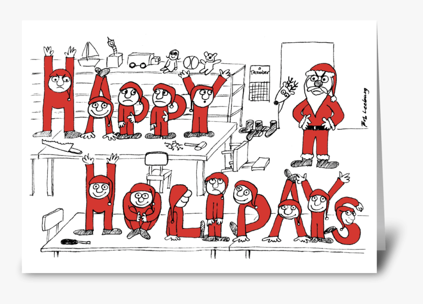 Happy Holiday Elves Greeting Card - Cartoon, HD Png Download, Free Download