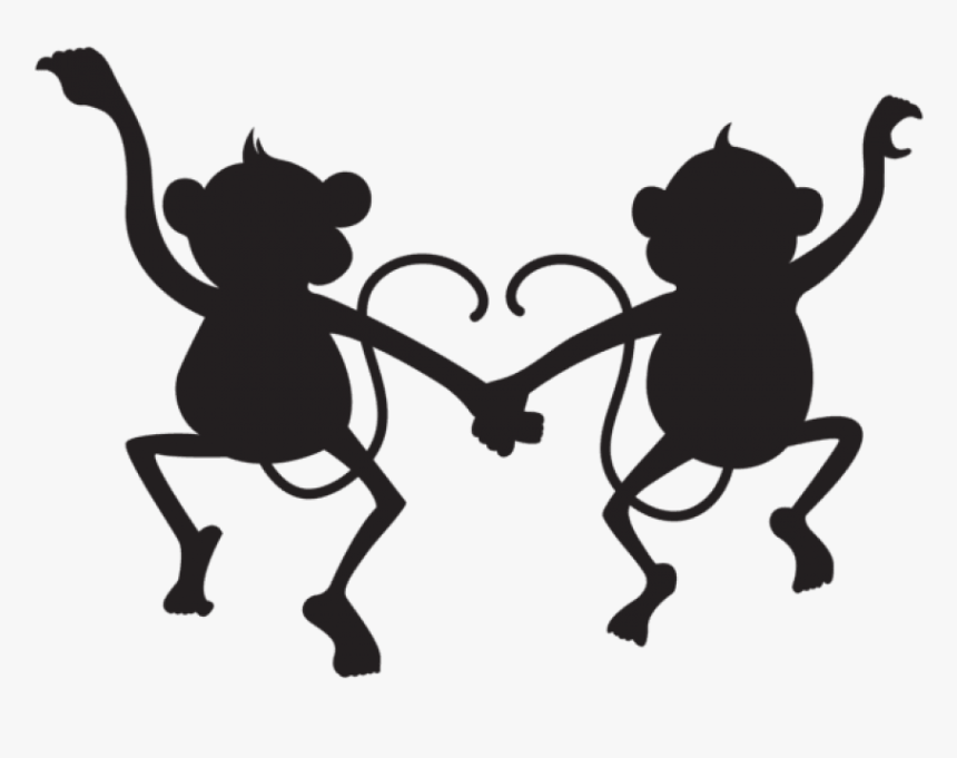 Cute Monkeys Silhouette Png Clipart , Png Download - Monkey Silhouette Clip Art, Transparent Png, Free Download