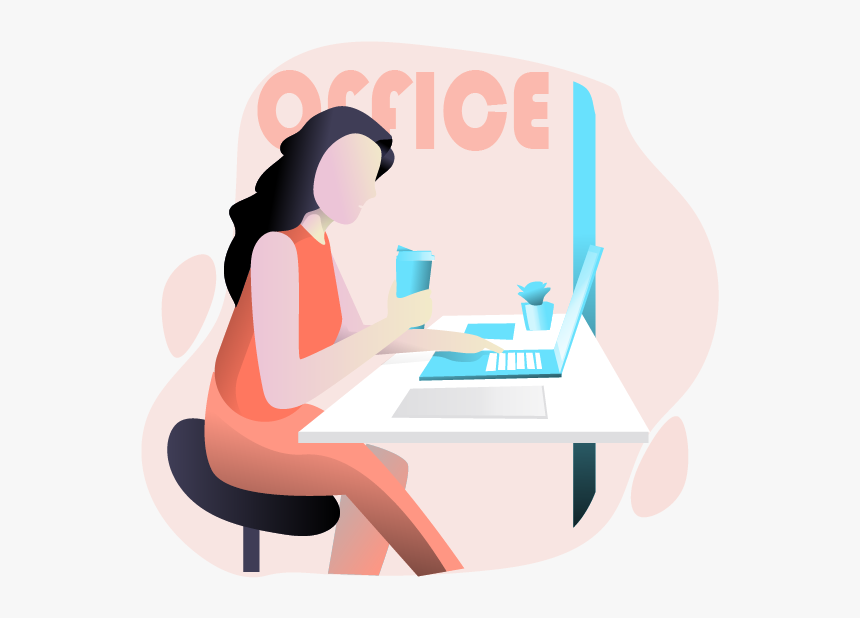 Drink Coffee With Laptop In Office Animation Ui Vector - Drink, HD Png Download, Free Download