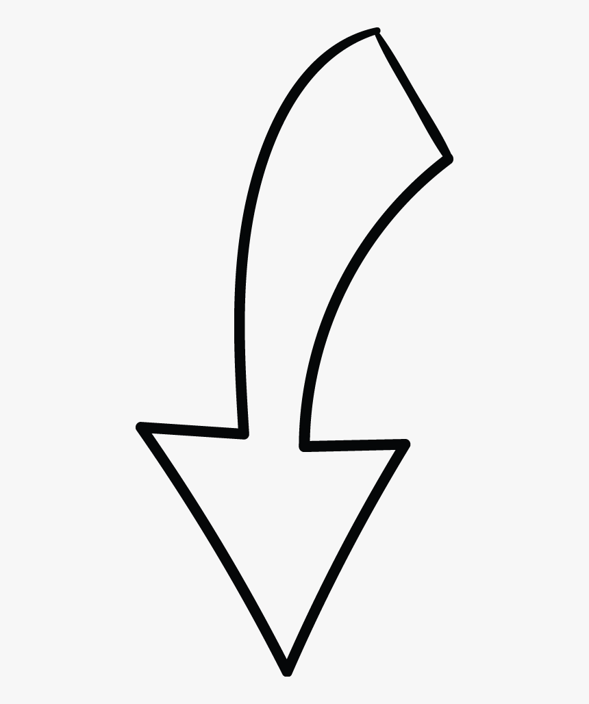 Down Arrow Curve Tail Doodle, HD Png Download, Free Download