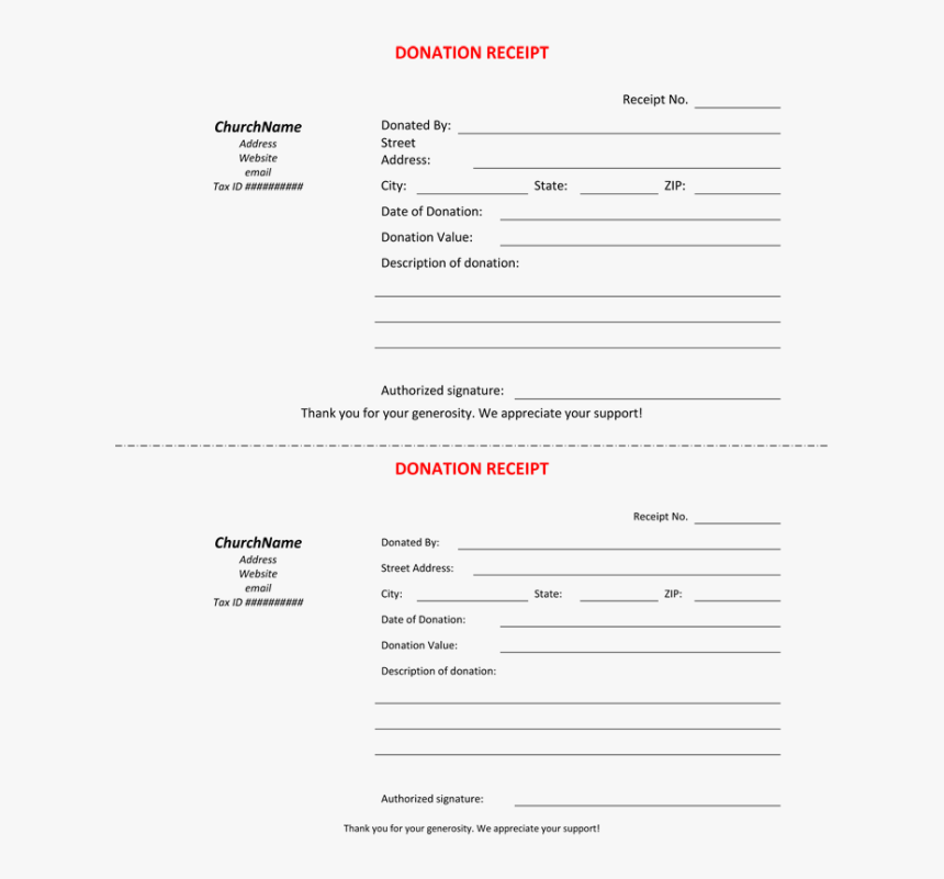 Transparent Receipt Png - Church Donation Receipt Template, Png Download, Free Download