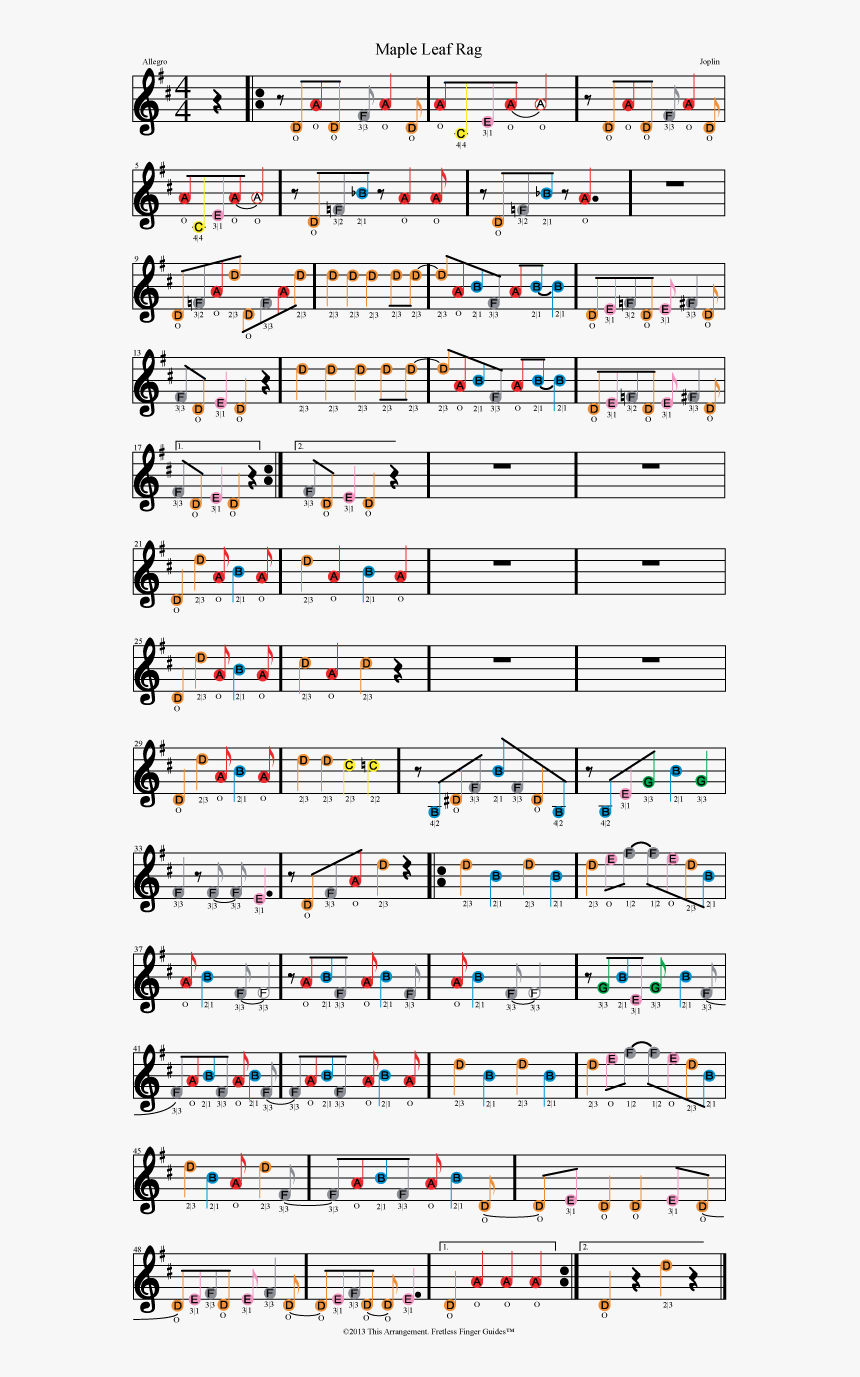 Color Coded Violin Sheet Music For El Condor Pasa - Sheet Music, HD Png Download, Free Download