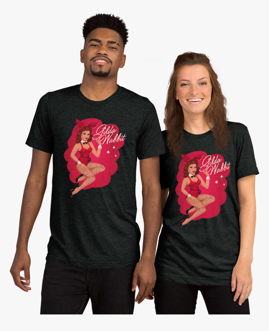 Gilda Shirt Mockup Front Couples Charcoal Black Triblend - T-shirt, HD Png Download, Free Download