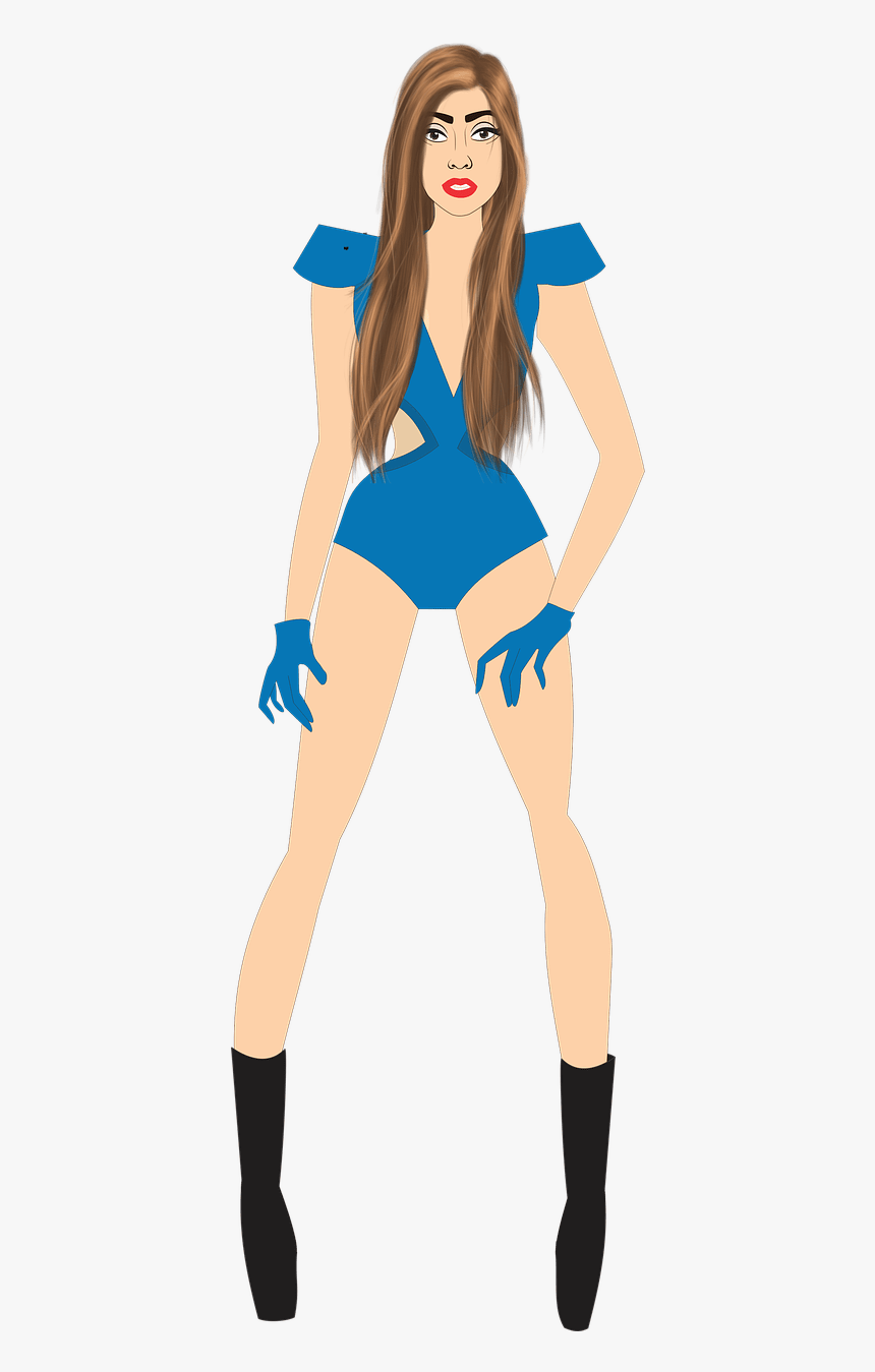 Woman Pinup Blue Leotard Clipart - Girl, HD Png Download, Free Download