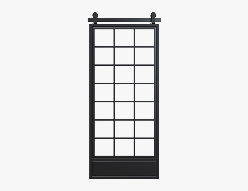 Bottom Panel Square Pane Metal Barn Door With Glass - Door, HD Png Download, Free Download