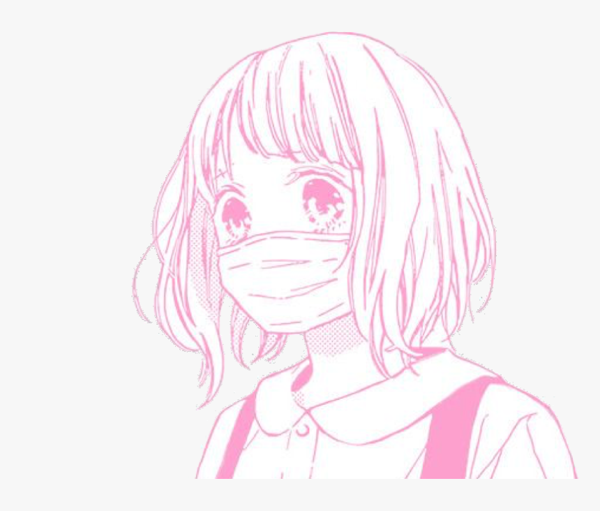 #anime #animegirl #manga #mask #japanese #kawaii #pink - Anime Girl Face Mask, HD Png Download, Free Download