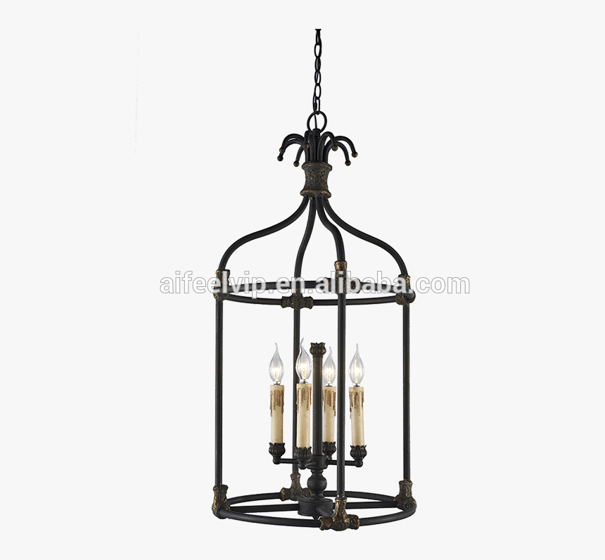 Antique Iron Bird Cage Vintage Industrial Black Metal - Chandelier, HD Png Download, Free Download