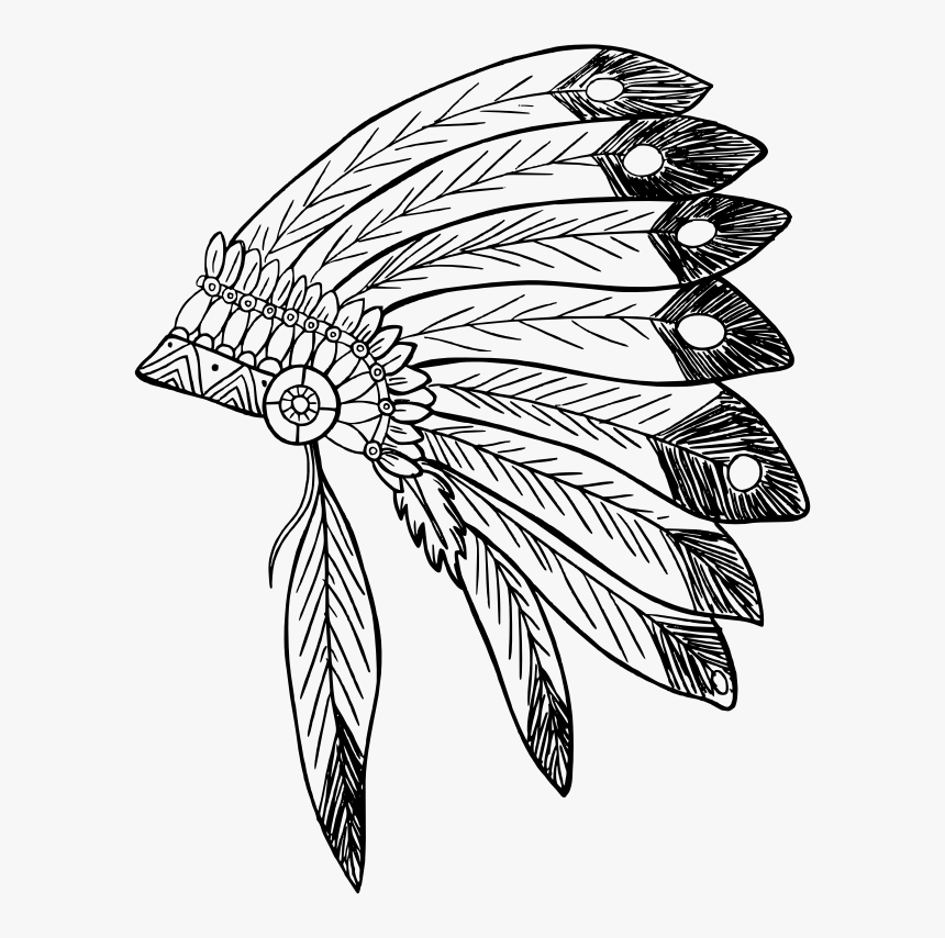 Native American Headdress Trace - Native American Headdress Clip Art, HD Png Download, Free Download