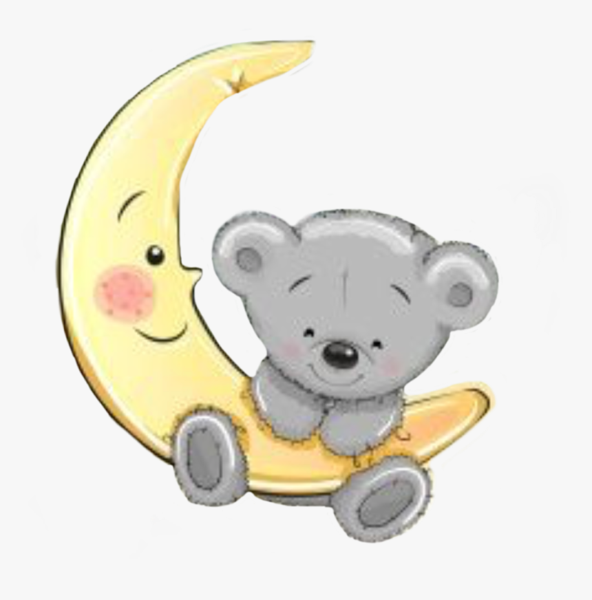 #baby #bear #moon #freetoedit - Baby Bear Moon Png, Transparent Png, Free Download