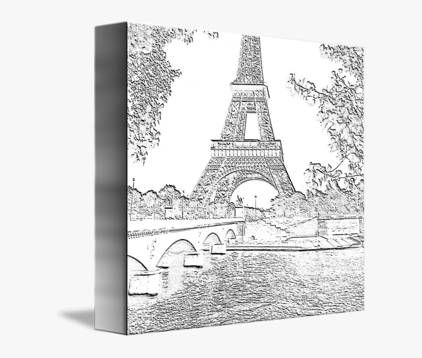 Drawing Rivers Charcoal - Fancy Eiffel Tower Drawing, HD Png Download, Free Download