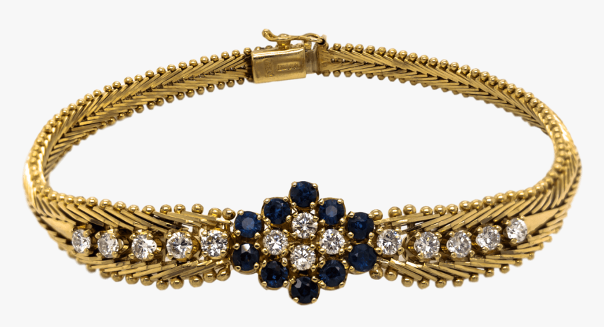 14k Yellow Gold Fancy Sapphire And Diamond Bracelet - Bracelet, HD Png Download, Free Download